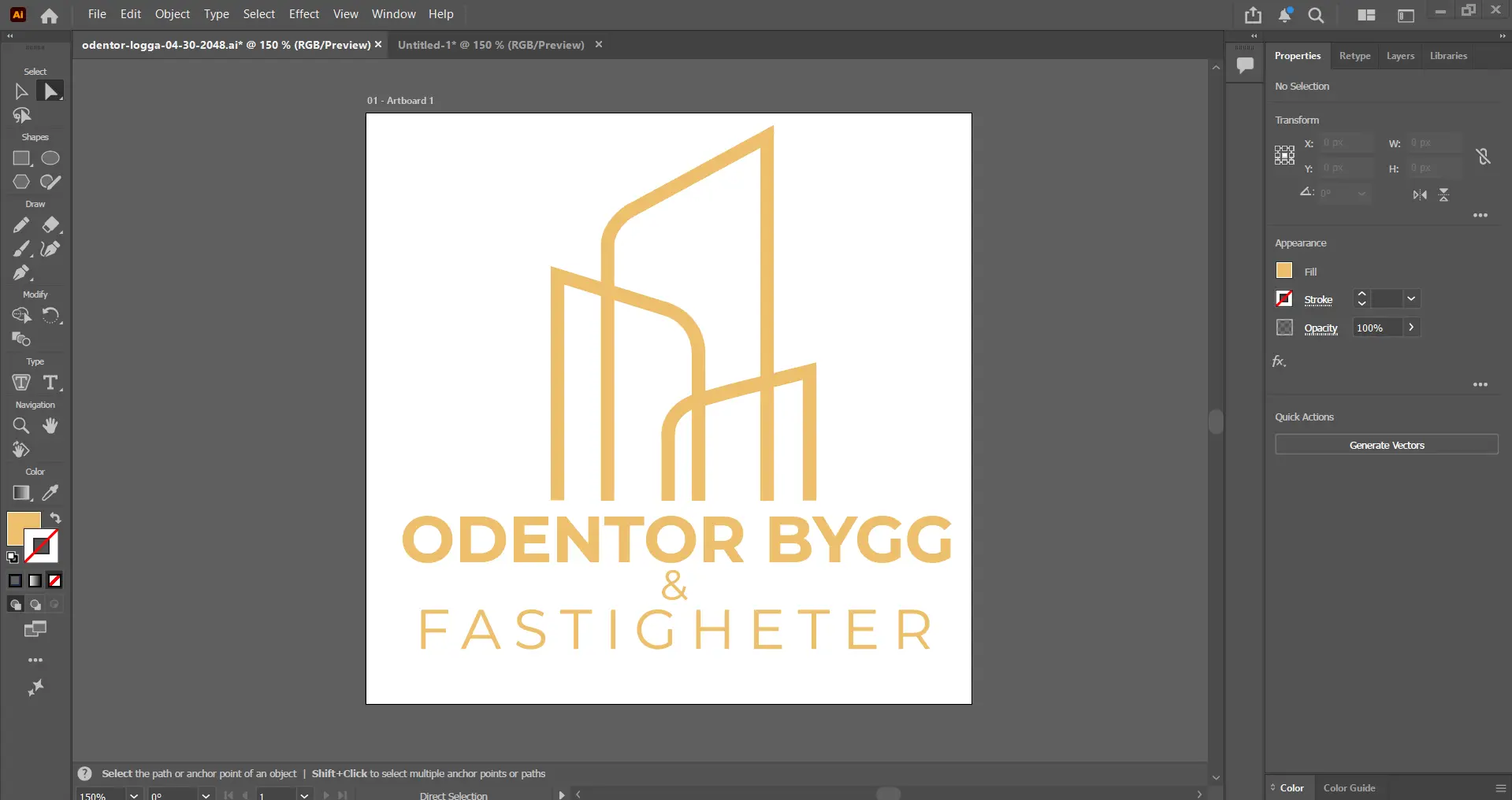 Logotyp framtagen åt Odentor Bygg & Fastigheter AB