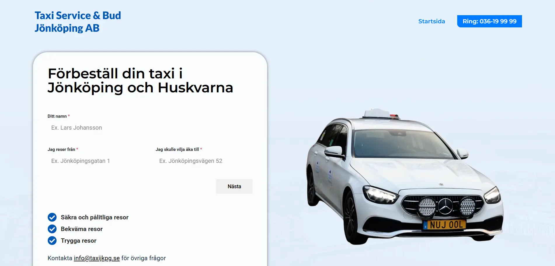 Hemsida åt Taxi JKPG